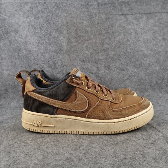 Nike Shoes 6Y Air Force 1 Low Carhartt WIP Ale Brown GS Sneakers Canvas Corduroy - Picture 1 of 16